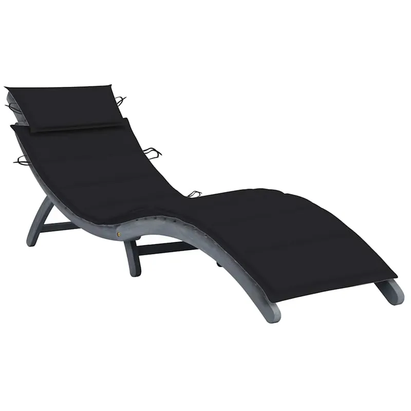vidaXL Solsäng med dyna grå massivt akaciaträ (#9755)