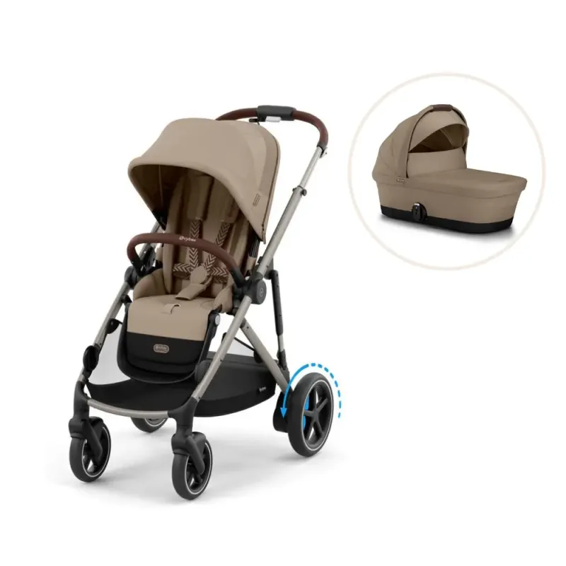 Cybex e-Gazelle S Syskonvagn inkl. Liggdel, Almond Beige/ Taupe