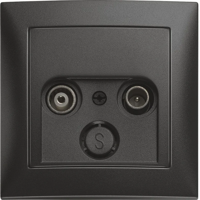 Hager 6345151606 Antennuttag 75 ohm, 15 dB dämpning, IP20 Antracitgrå