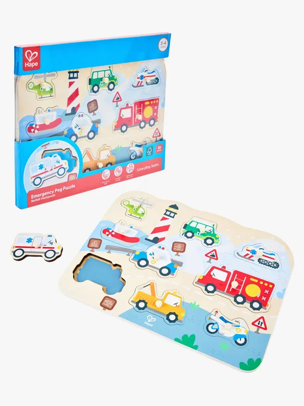 Hape Utryckningsfordon Knoppussel 9 bitar - Hape - Leksaksaffären