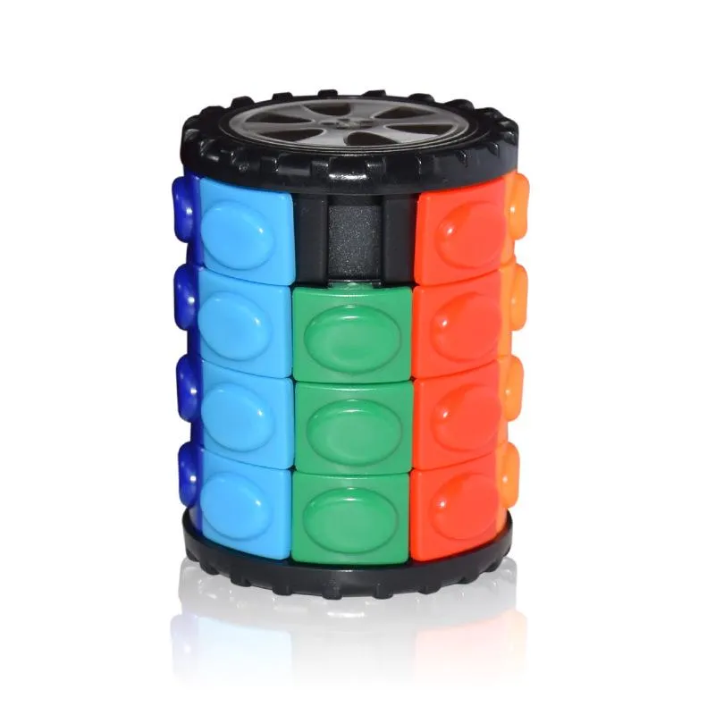 Barn Fargerik Plast 3D Sylindrisk Magic Cube Kreativt puslespill leke Barn Gave Stress Relief Math Tools (#2673)
