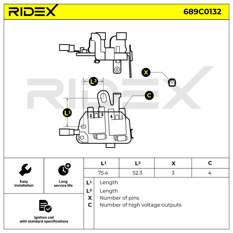Tändspole RIDEX 689C0132