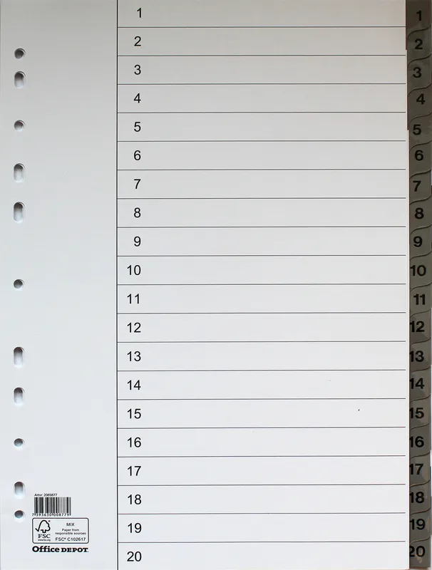 Register flikförstärkt A4 1-20