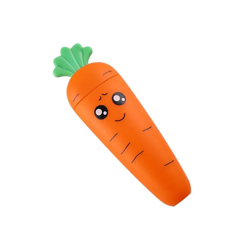 Söt tecknad morot Baby Gaffel Sked Prylar Rostfritt stål Småbarn Mata Matservis Bestick Barn Bestick Bestick Carrot storage box