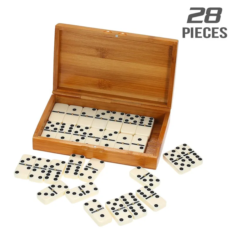 Double Six Dominoes Set Underhållning Rekreation Resespel Toy Black Dots Dominoes (#6342)