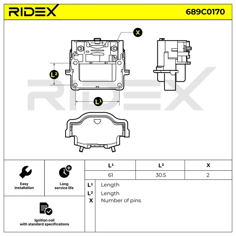 Tändspole RIDEX 689C0170