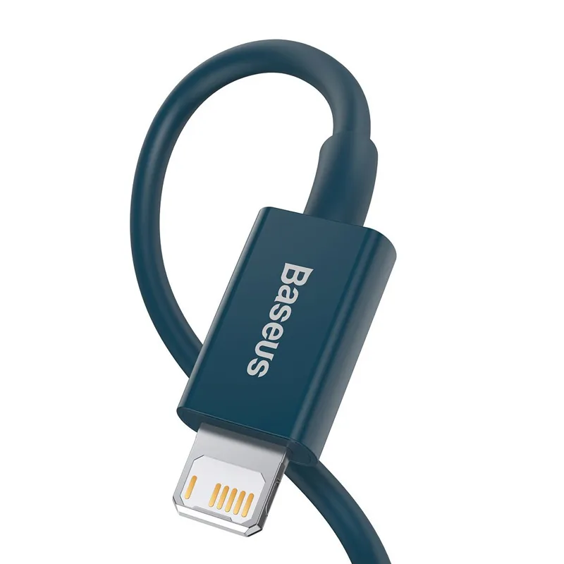Superior USB till IPhone Lightning Kabel 2.4A 2m – Blå