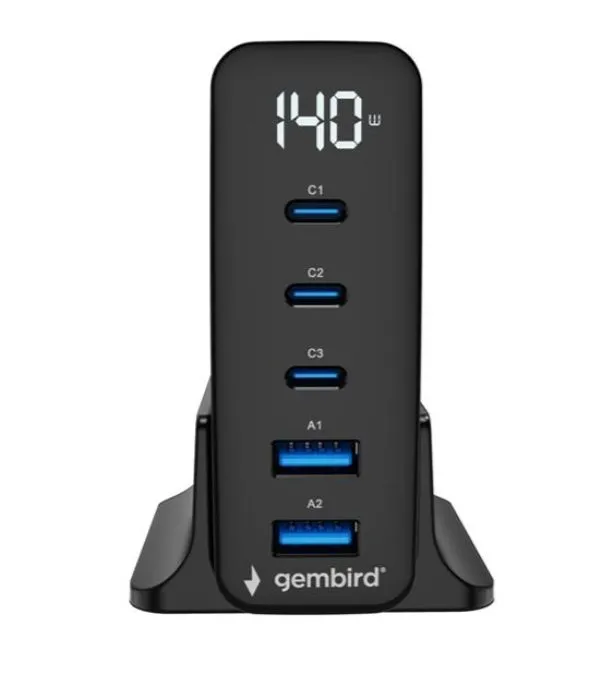 Gembird 5-port 140 W GaN USB fast charger