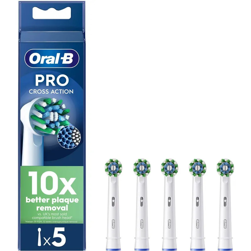 Oral B Pro Cross Action tandborsthuvuden – vita – 5 st