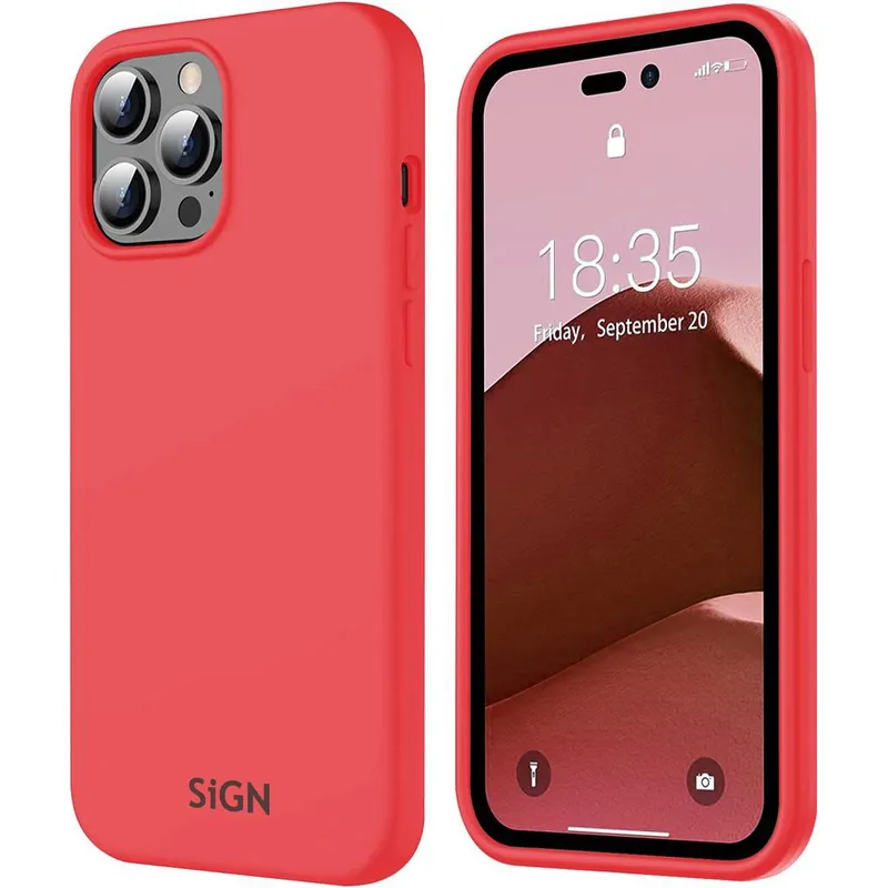 SiGN Liquid Silicone skal till iPhone 14 Pro – Röd