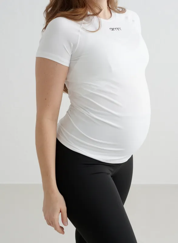 aim’n Soft Basic Maternity Kortärmad Gravidtopp, Vit, XS