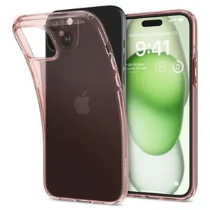 Spigen Crystal Flex iPhone 15 Plus Case - Pink/Transparent