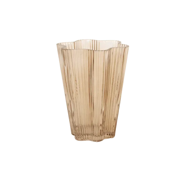 Glasvas Räfflad Beige 16xH20cm