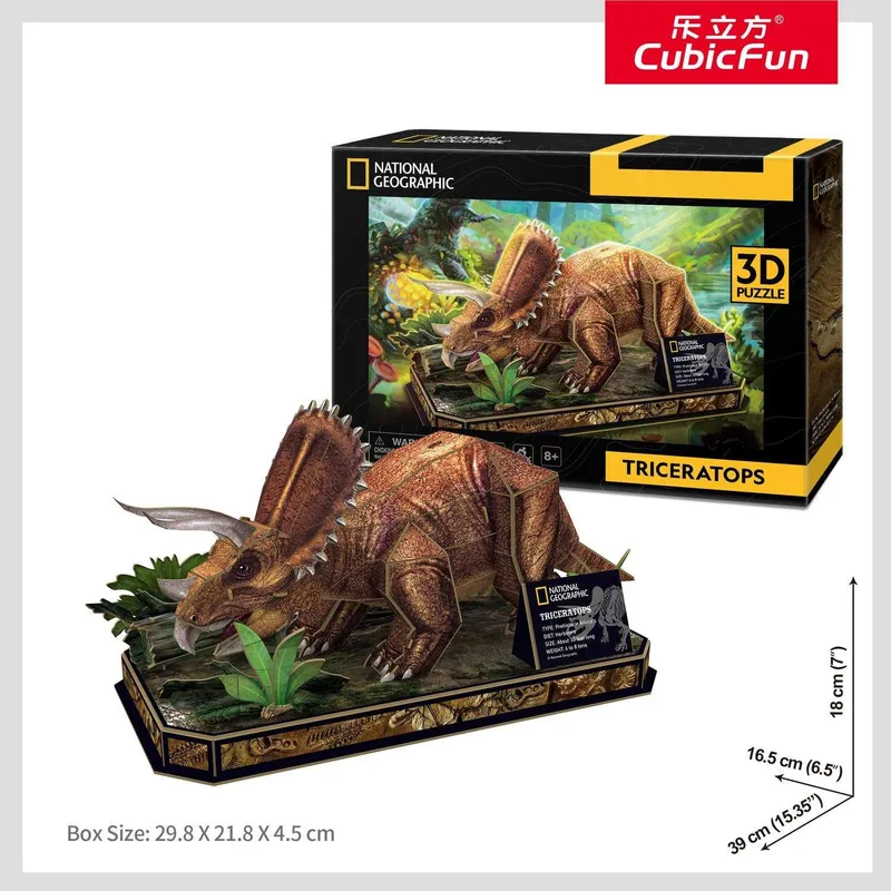 Triceratops 3D-pussel, National Geographic, pedagogisk leksak