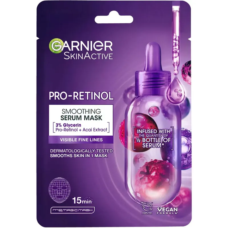 Garnier SkinActive Pro-Retinol Smoothing Serum Sheet Mask For All Skin Types 22 g
