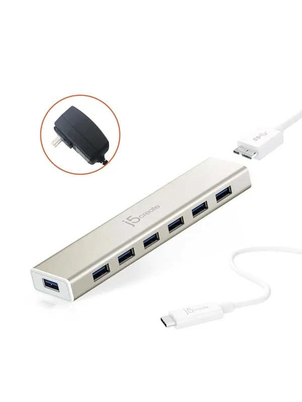 j5create 7-Port USB3.0 Hub USB Hub - USB 3.1 - 7 porte - Gold