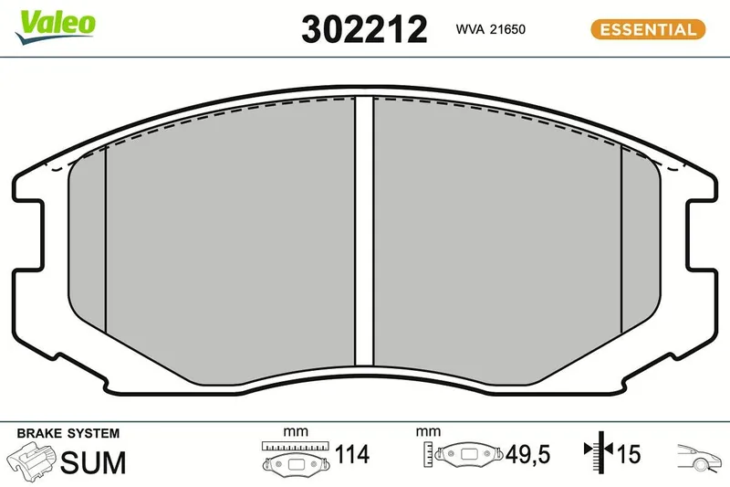 VALEO 302212 Bromsbelägg