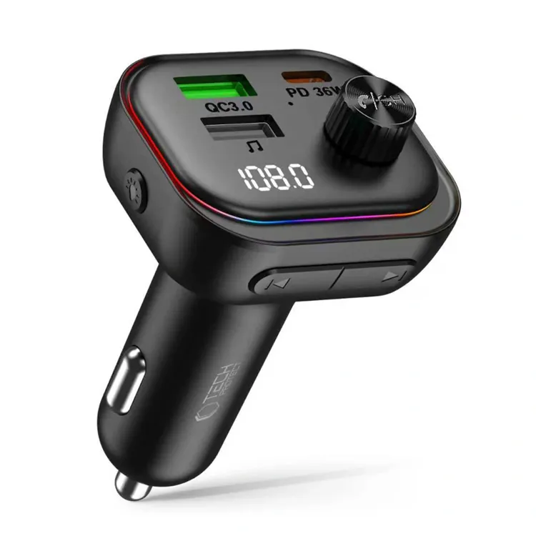 Tech-Protect CC07 Car Charger 3-Ports PD 54W + Bluetooth FM Transmitter - Black