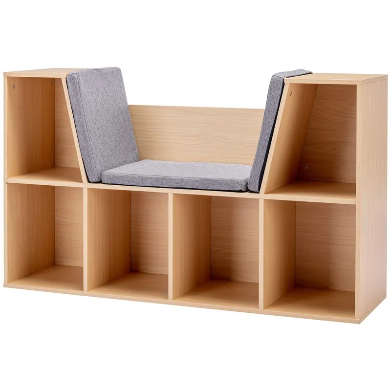 Förvaringsbänk & hylla för barn - Vit/Grå, 103x30x62 cm