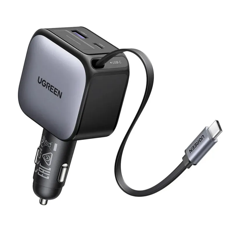UGREEN 60 W Fast Car Charger with Retractable Cable