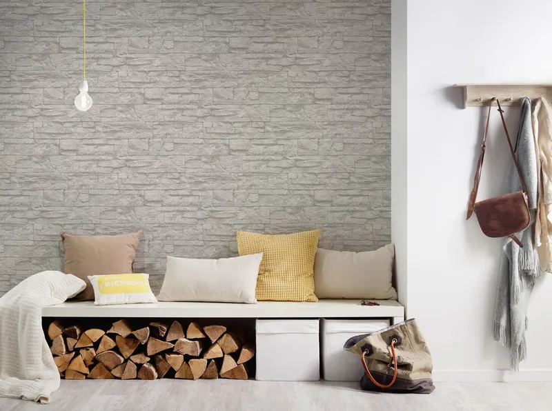 Living Walls Best of Wood´n Stone III T7116 Tapet grå