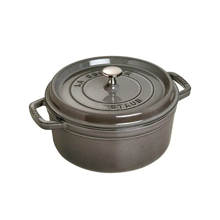 Staub La Cocotte Gryta 26 cm / 5,25 l, Rund, Grafitgrå, Gjutjärn