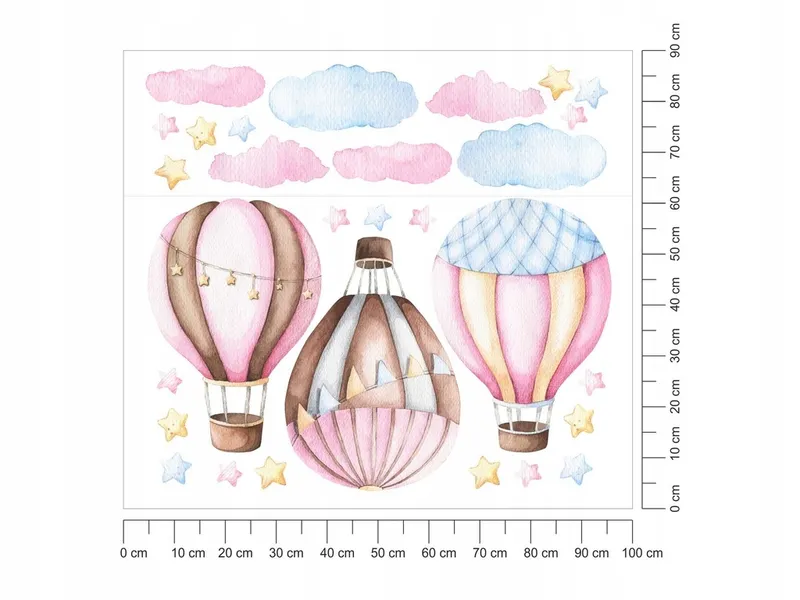 Väggdekal - Ballonger och moln