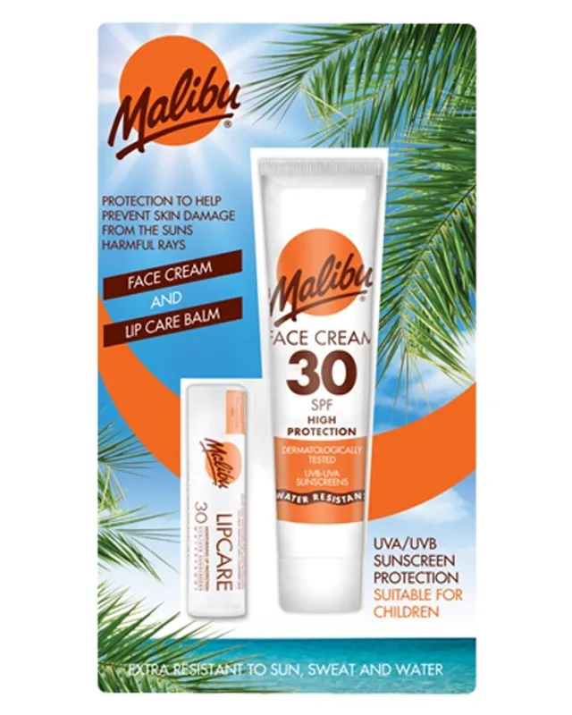 Malibu Sun Face Cream & Lipbalm SPF30 Blister Duo