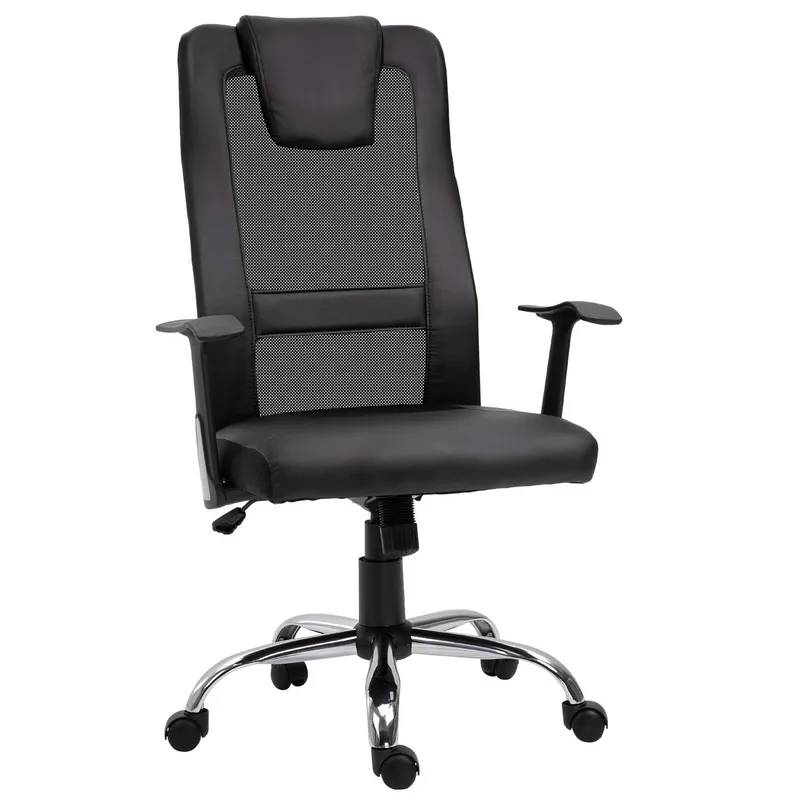 Ergonomisk Kontorsstol i Svart PU-Läder