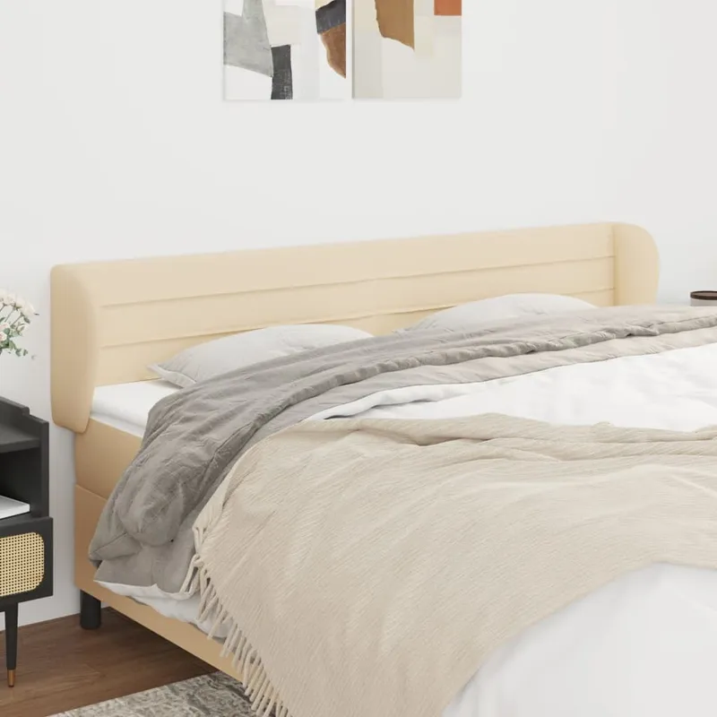 vidaXL Sänggavel med kanter gräddvit 183x23x78/88 cm tyg (#1675)