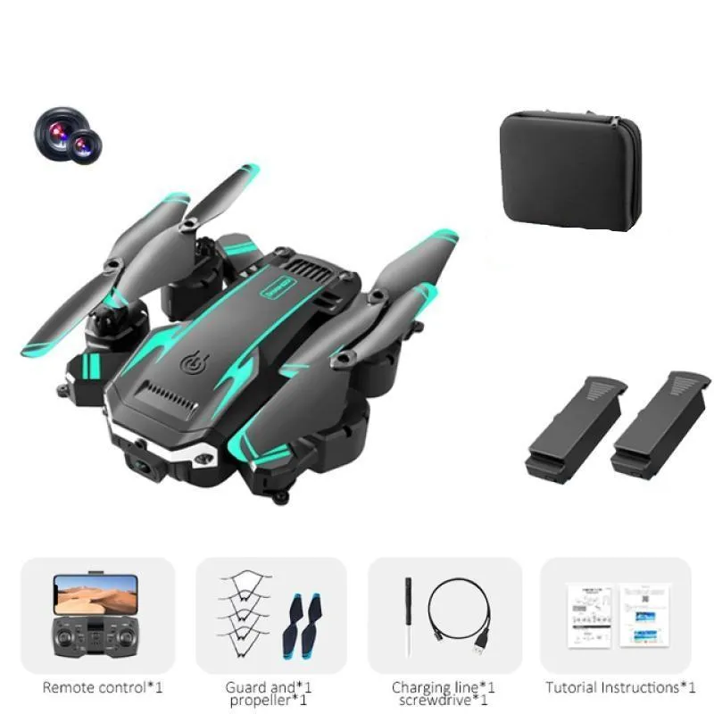 Ny S6 HD Drone Flygfotografering Hinder Undvikande Quadcopter Helikopter Fjärrkontroll Drone Leksak Fjärrkontroll Flygplan för barn 2 battery grön