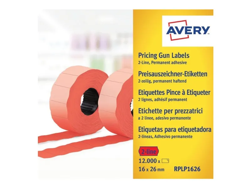 Avery röda permanenta prisetiketter, 26 x 16 mm, Permanent