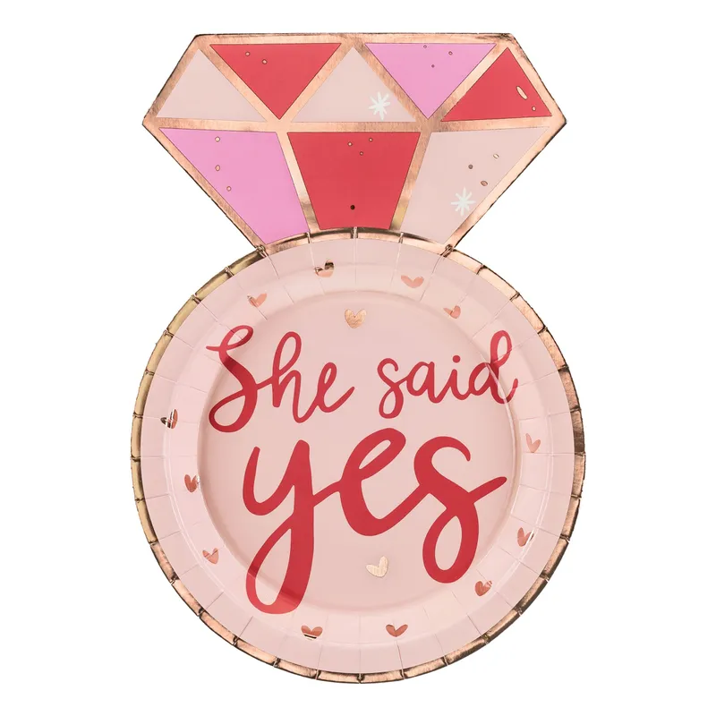 Papperstallrikar Diamantring She Said Yes – 6-pack