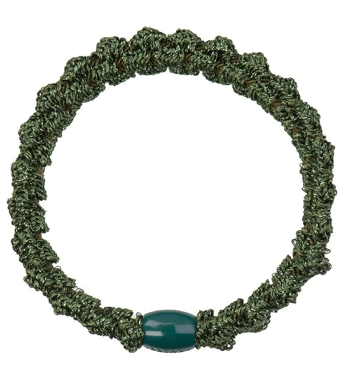 Kknekki Hårsnodd - Militärgrön Glitter m. Lace