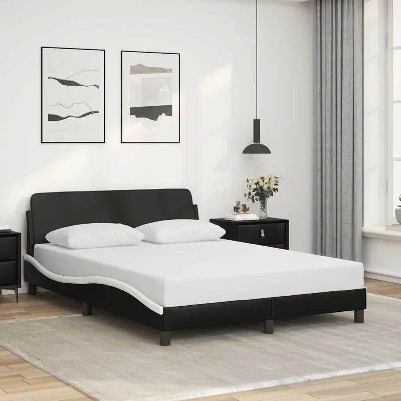 vidaXL Sängram Dover svart och vit 120×200 cm konstläder