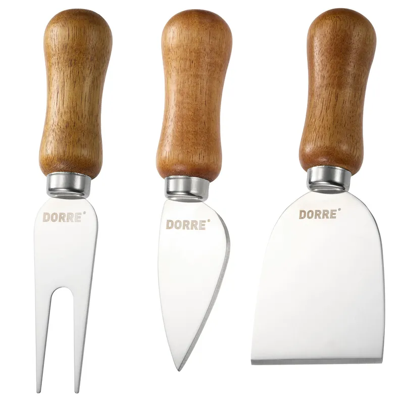 Dorre Olva ostknivsset Akaciaträ, rostfritt stål, 3 delar, 13 cm