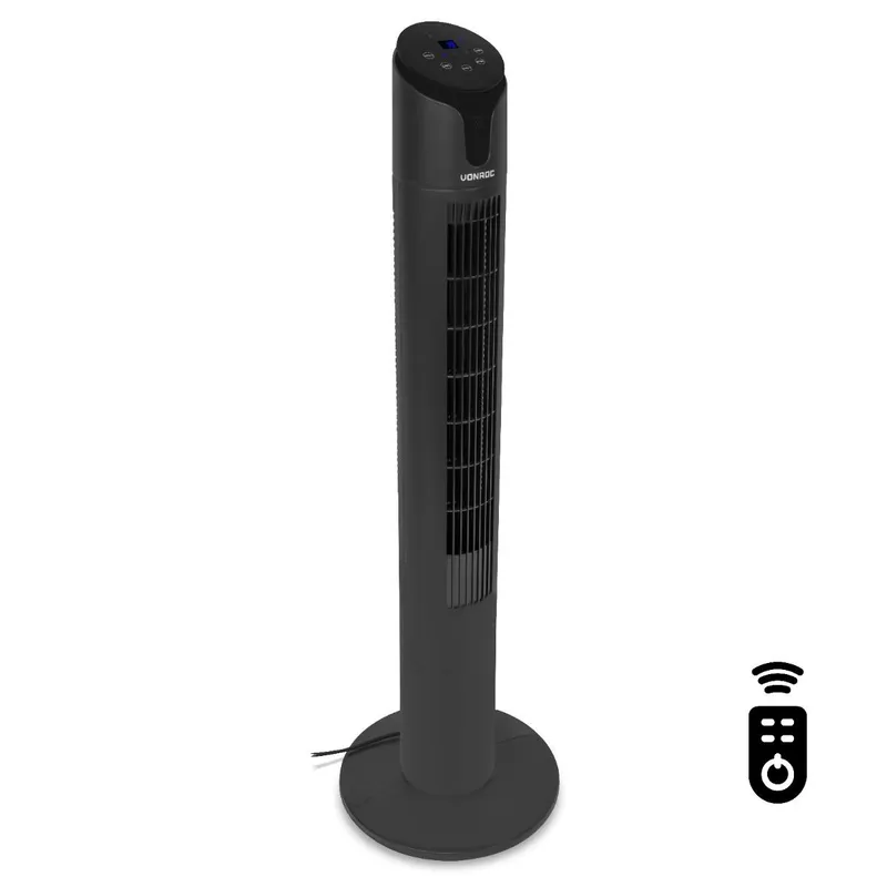 Lyxig pelarfläkt - 110cm - svart | Inkl. fjärrkontroll