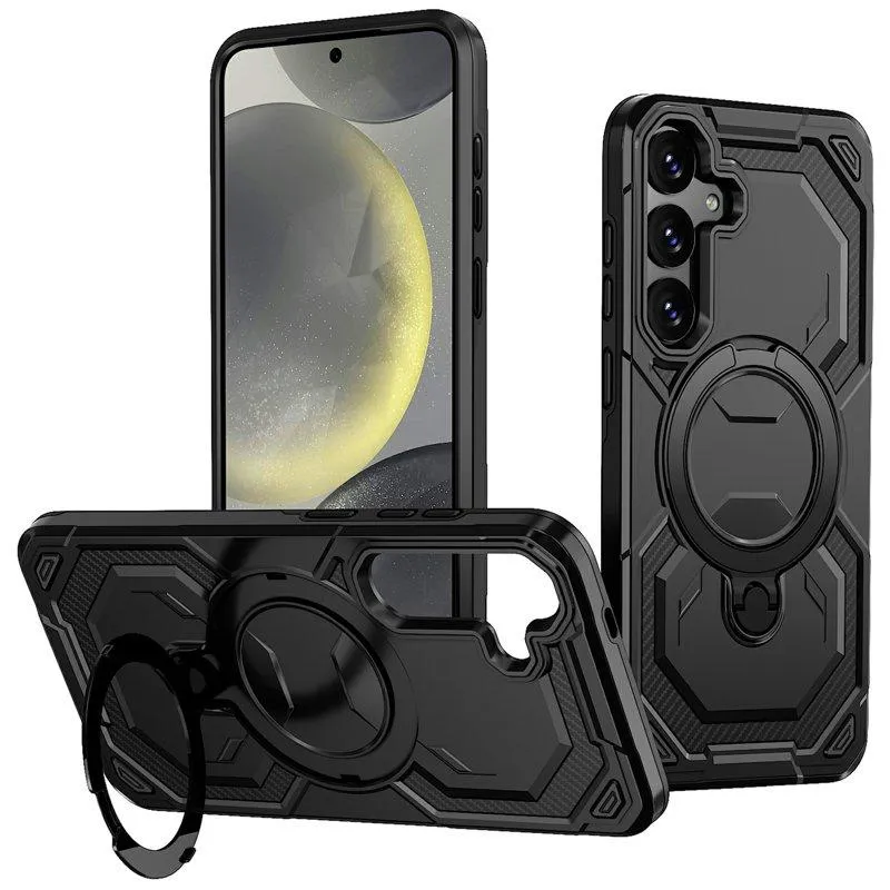 Mobilskal för Samsung Galaxy S26 Plus Magnetiskt Ring Kickstand PC + TPU – Svart