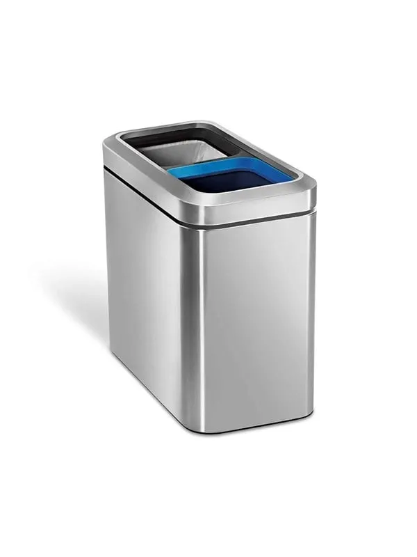 Simplehuman avfallshink för källsortering - smal - 20 L (10 + 10 L) - borstat rostfritt stål