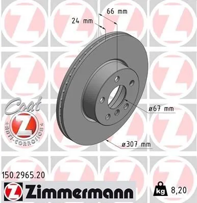 Bromsskiva ZIMMERMANN 150.2965.20