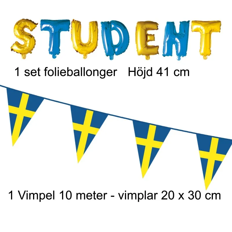 Studentpaket Blå-Gul-Vit-Guld