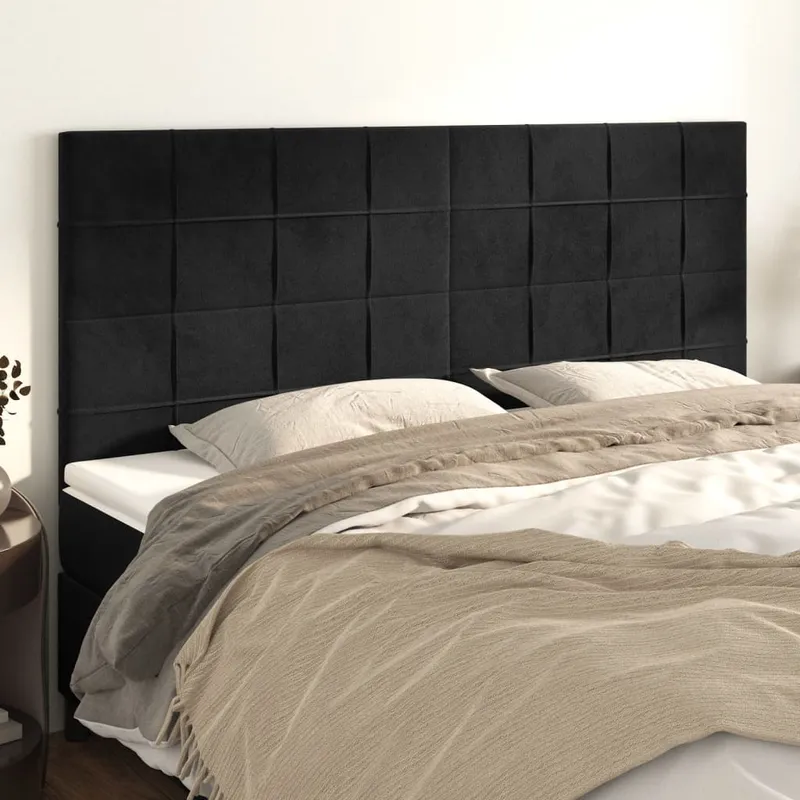 vidaXL Sänggavel svart 200x5x118/128 cm sammet (#2642)