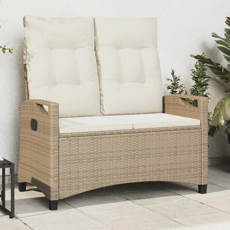 vidaXL Trädgårdsbänk med kudde Beige och gräddfärgad 105 x 60 x 112 cm