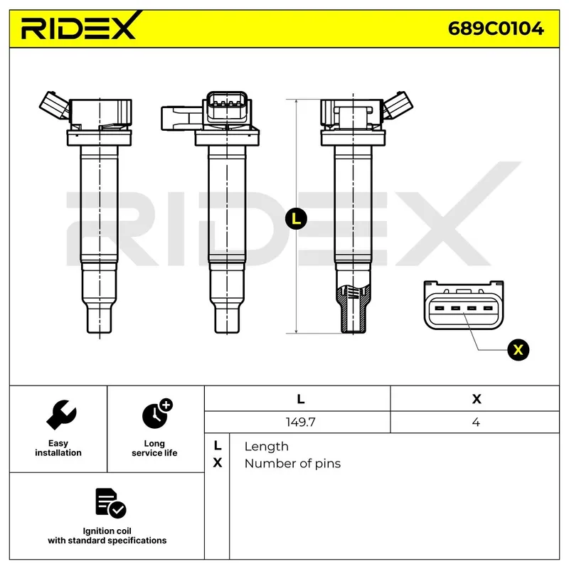 Tändspole RIDEX 689C0104