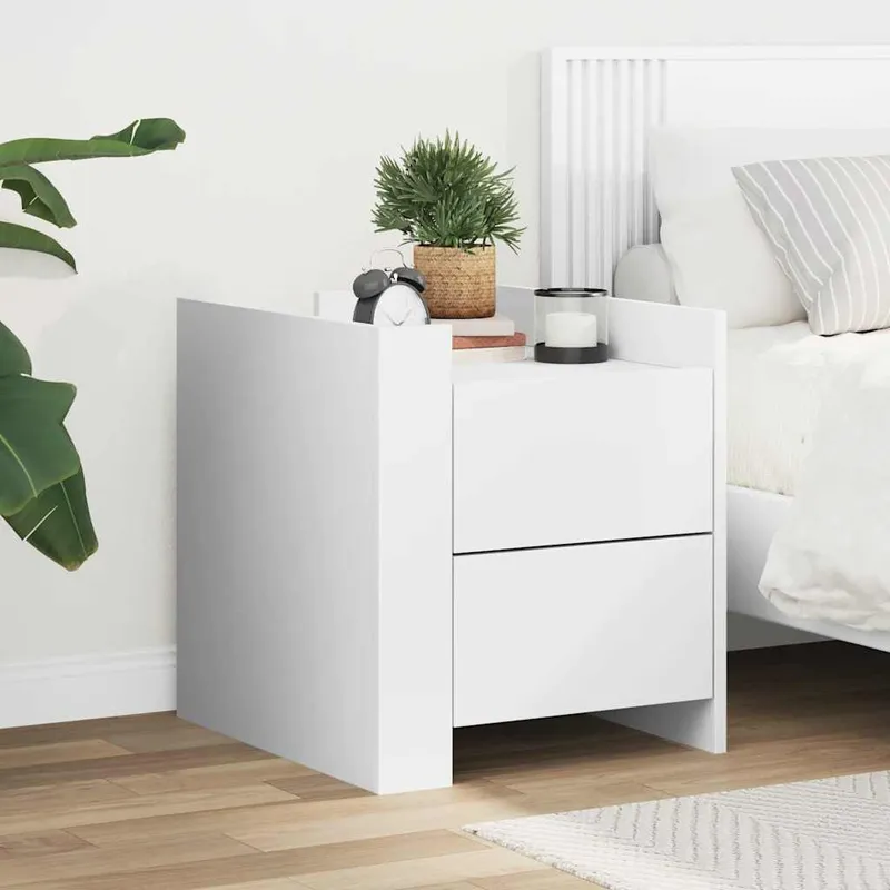 vidaXL Sängbord vit 45x50x50 cm konstruerat trä
