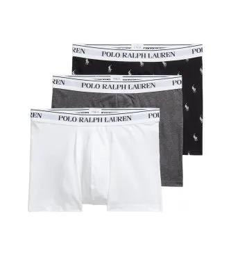 Polo Ralph Lauren för män. 714830299156 Set med 3 klassiska boxerkalsonger i bomull vit, grå, svart (XL), Casual