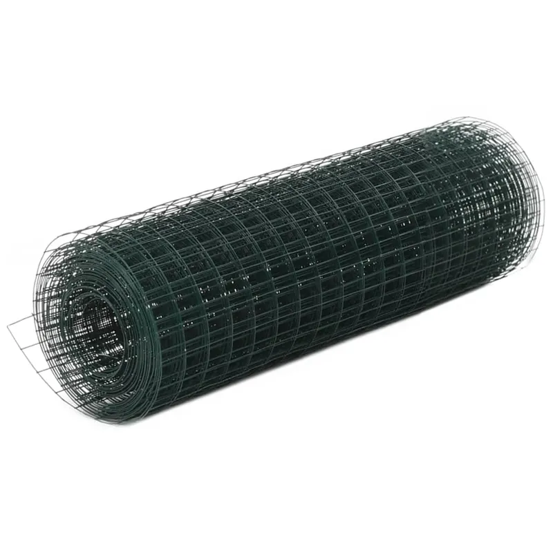 vidaXL Hönsnät stål med PVC-beläggning 10×0,5 m grön
