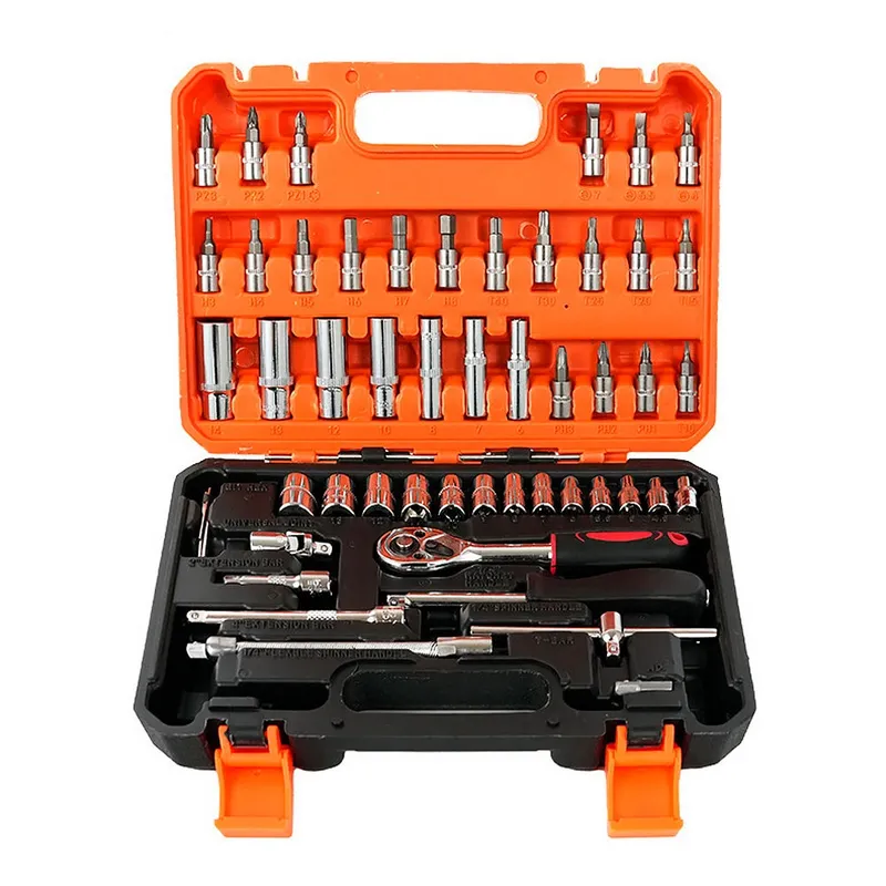 Hylsnyckelsats 53delar, 1/4″ Spärrhandtag, Bits och Hylsor