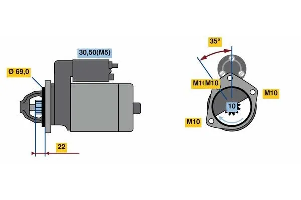 BOSCH 0 986 023 870 Startmotor