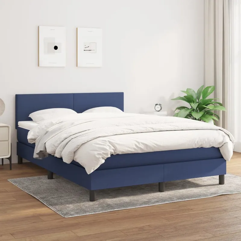 vidaXL Ramsäng med madrass blå 140×190 cm tyg (#5593)